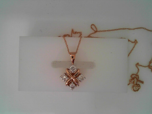 14K RG DIAMOND X PENDANT 0.35