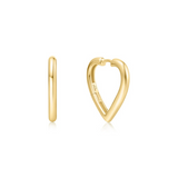 GOLD MEDIUM HEART HOOP EARRING