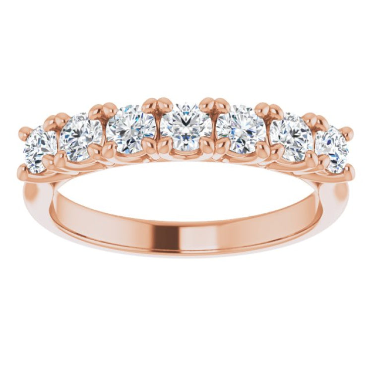 14K Rose 3/4 CTW Natural Diamond Seven-Stone Anniversary Band