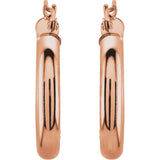 14K Rose 20 mm Tube Hoop Earrings