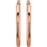 14K Rose 35 mm Tube Hoop Earrings