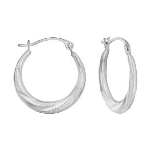 14K HOOP HOLLOW W/RHODIUM