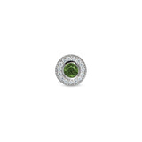 Platinum Finish Sterling Silver Micropave Round Simulated Peridot/August Birthstone Charm