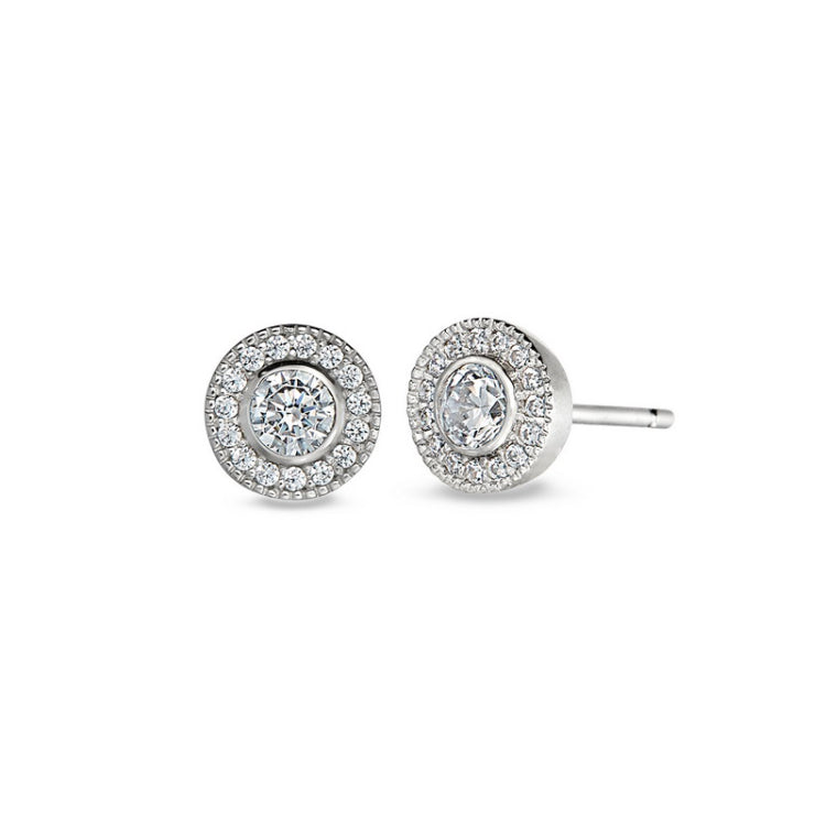 Sterling Silver Micropave Round Simulated Diamond/April Birthstone EarBirthstone Rings