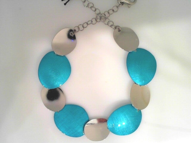 SS & OCEAN BLUE OVAL BRACELET