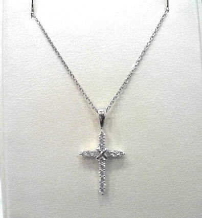 14KWG CROSS PENDANT, 15/.19CT,