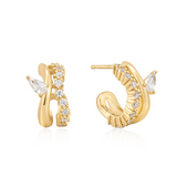 GOLD SPARKLE DOUBLE HOOP STUDS