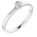 14K White 3 mm Natural White Sapphire Ring