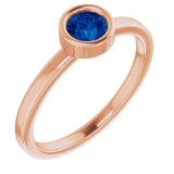 14K Rose 4.5 mm Natural Blue Sapphire Ring