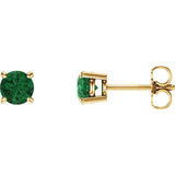 14K Yellow 5 mm Natural Emerald Stud Earrings