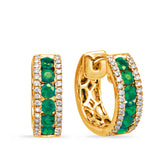 14 Kt Yellow Gold Emerald Earrings