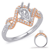 Rose & White Gold Halo Engagement Ring