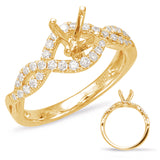 14 Kt Yellow Gold Criss Cross Engagement Rings