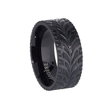 Black IP Finish Stainless Steel Feathered Band  - Size 10