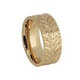 Gold IP Finish Stainless Steel Feathered Band  - Size 10