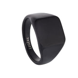 Black IP Finish Stainless Steel Square Signet Ring  - Size 11