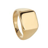 Gold IP Finish Stainless Steel Square Signet Ring  - Size 12