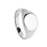 Stainless Steel Round Signet Ring  - Size 12