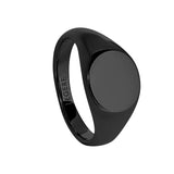 Black IP Finish Stainless Steel Round Signet Ring  - Size 8