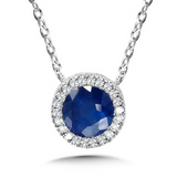 14KTWG DIA & SAPH PENDANT 1/20