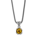 SS 7MM ROUND CITRINE PENDANT O