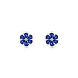 Fancy Lab-Grown Sapphire Flower Stud Earrings