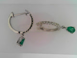 14KYG EMERALD & DIA HUGGIE EAR