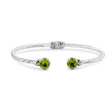SS/ 18K 7MM ROUND PERIDOT TWIS