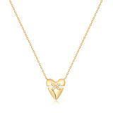 GOLD HEART KISS PAVE NECKLACE