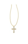 CROSS CRYS PNDNT NCK GOLD WHIT