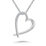 SS DIA HEART PENDANT 1/20CTW E