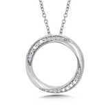 SS & DIA CIRCLE PENDANT 1/10CT