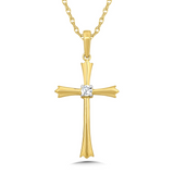 10KYG DIA CROSS PENDANT 1/20CT