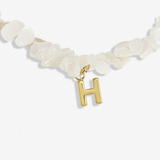 CRYSTAL ALPHABET H  - GOLD TON