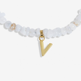 CRYSTAL ALPHABET V  - GOLD TON