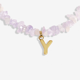 CRYSTAL ALPHABET Y  - GOLD TON