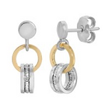 SS & YG PLATED BARREL EARRINGS