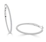 14KWG DIAMOND HOOP EARRINGS, 1