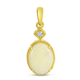 14KYG OV OPAL PEND W/ DIA MILL