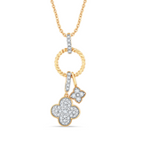 14KYG DIA CLOVER PENDANT, 1/2C