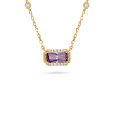 14K YG AMETHYST AND DIA NECKLA
