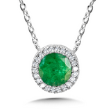 14KWG DIA & EMERALD PENDANT, 1