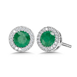 14KWG EMERALD & DIA EARRING, 1