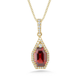 14KYG DIA & GARNET PENDANT