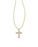 CROSS CRYS PNDNT NCK GOLD WHIT