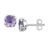 SS 7MM ROUND AMETHYST STUDS