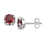 SS 7MM ROUND GARNET STUDS