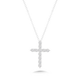 14KWG DIA CROSS PENDANT, .5CT