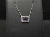 14KWG AMETHYST & DIA PENDANT (