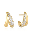 GOLD DUO STUD HOOP EARRINGS